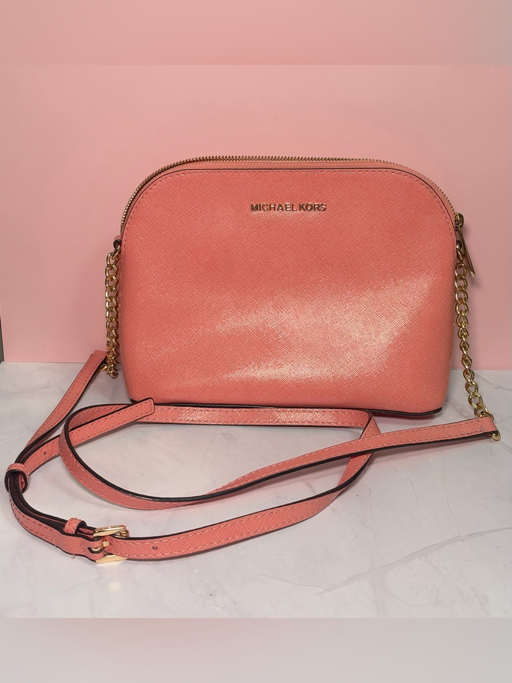 🧡 Michael Kors Coral Dome Crossbody Bag